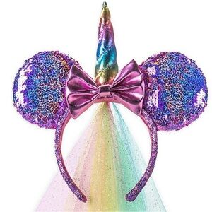 Disney Parks Minnie Unicorn Sequined Ear Headband